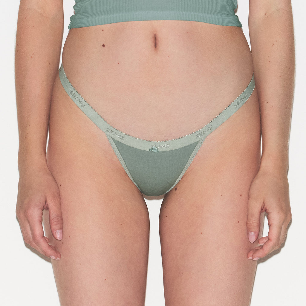 LIGHTWEIGHT COTTON LOGO PICOT THONG 7-PACK | SNOW MINERAL MULTI