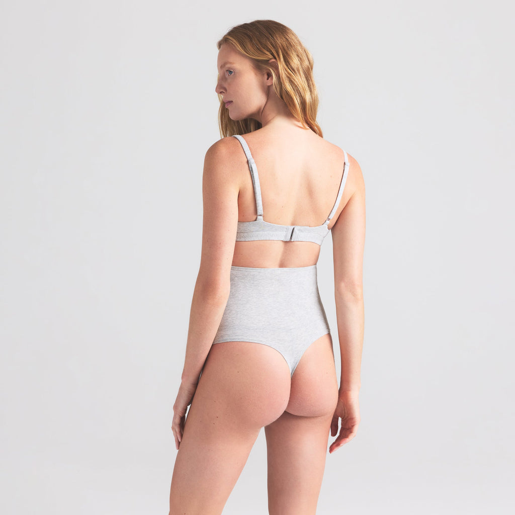 COTTON JERSEY MATERNITY HIGH-WAISTED THONG | LIGHT HEATHER GREY