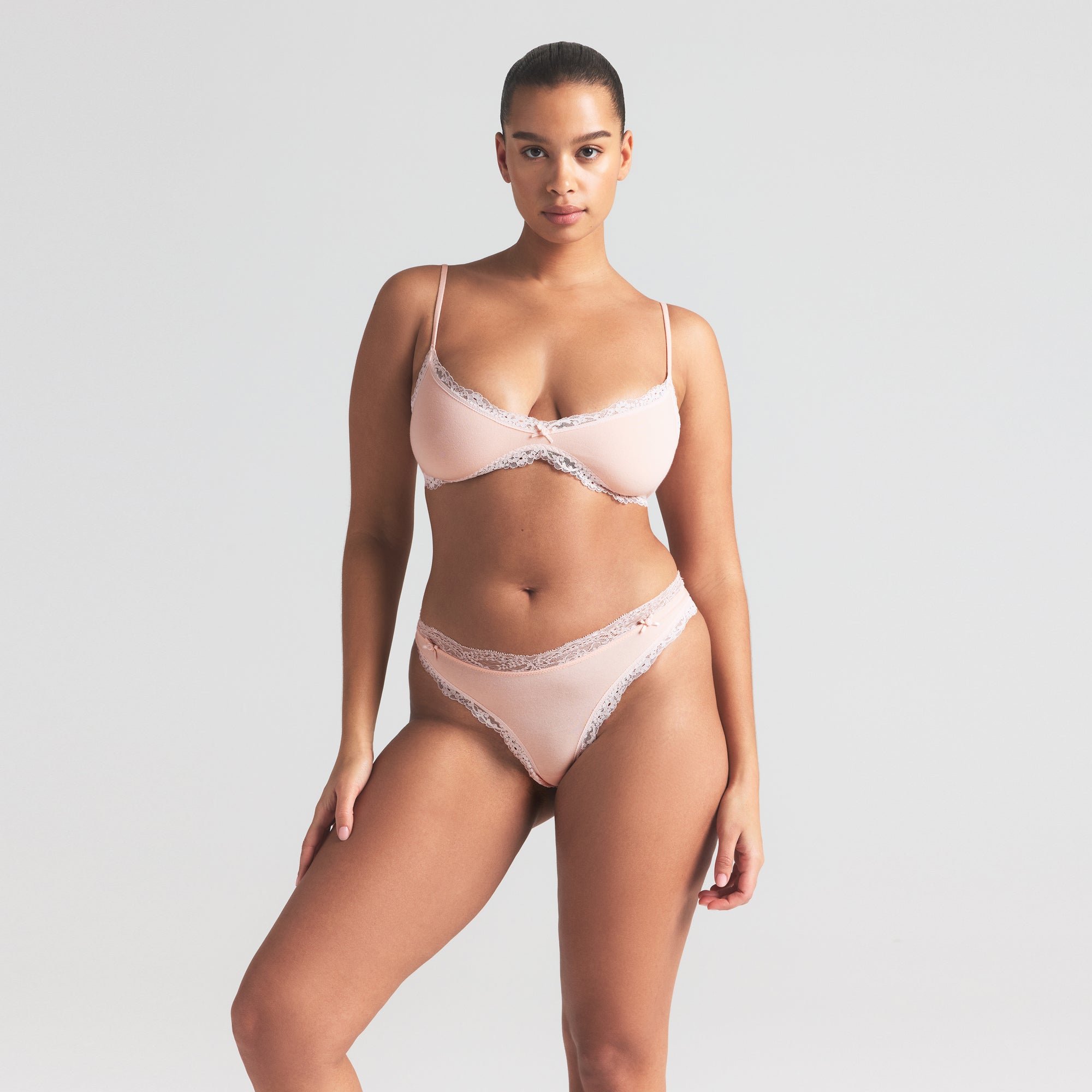 COTTON JERSEY LACE THONG | PRIMROSE