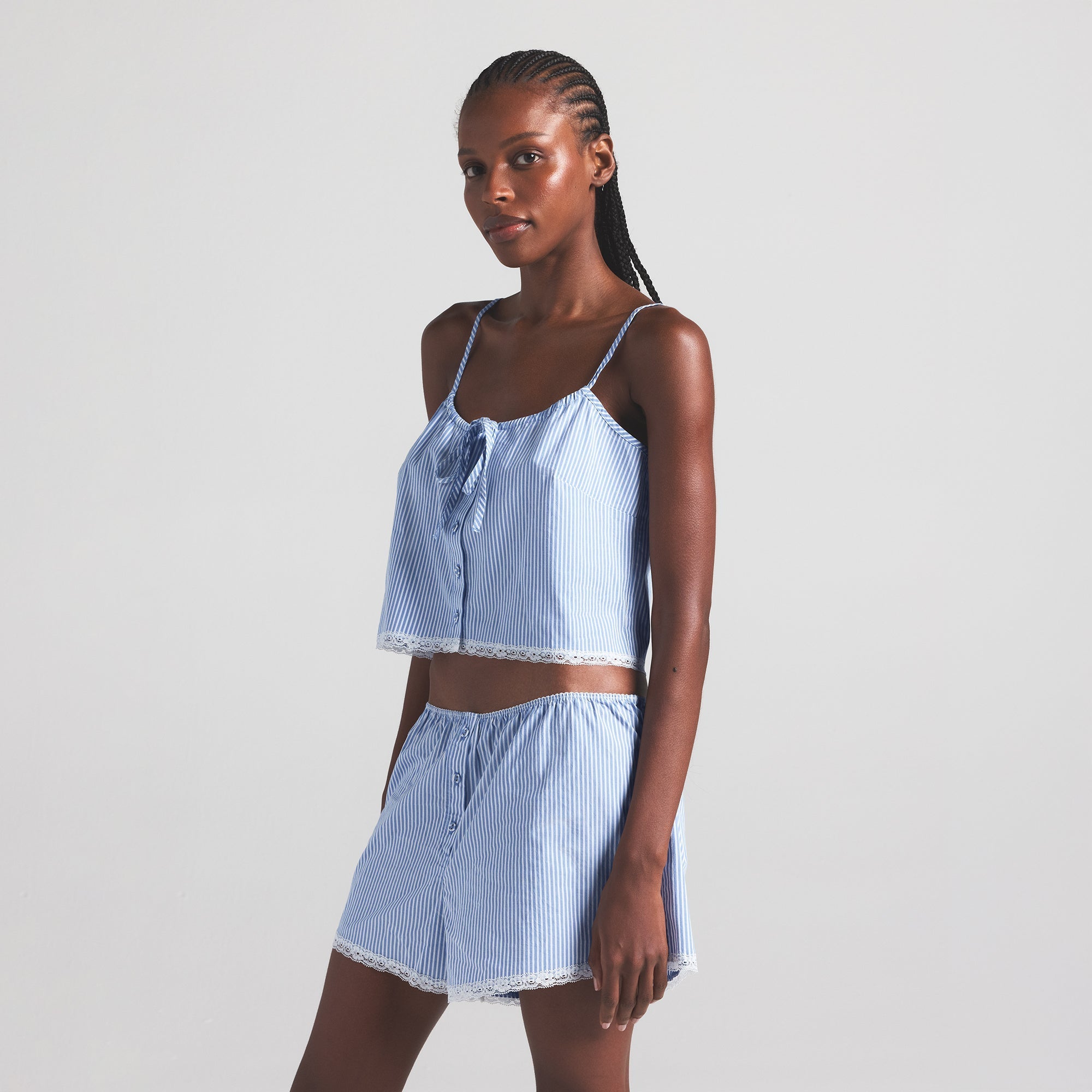 COTTON POPLIN SLEEP CAMI | CADET STRIPE