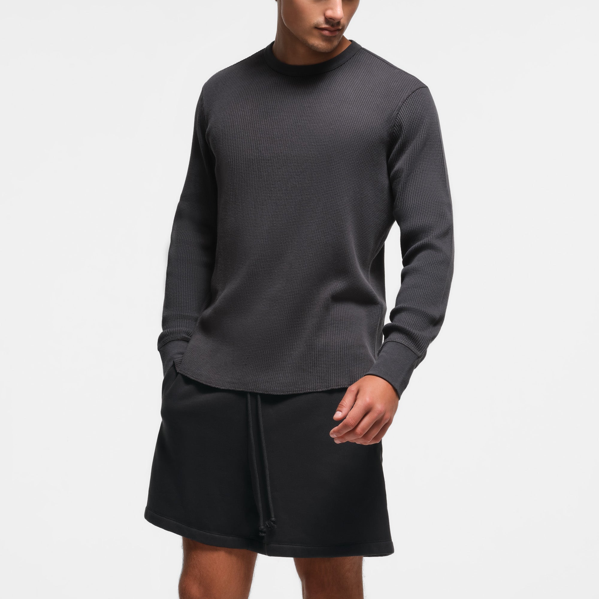 WAFFLE MENS LONG SLEEVE T-SHIRT | ASH