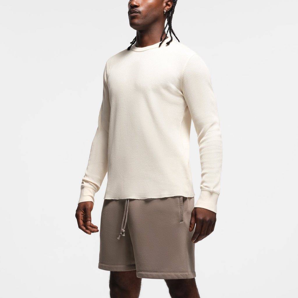 WAFFLE MENS LONG SLEEVE T-SHIRT | ECRU