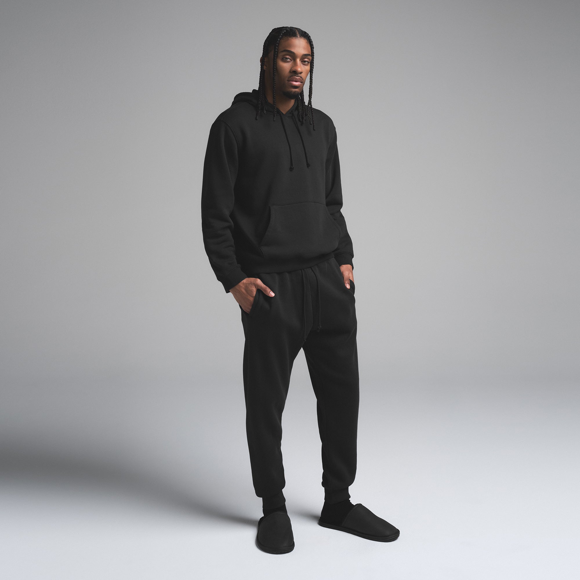 FLEECE LOUNGE MENS CLASSIC HOODIE | WASHED ONYX