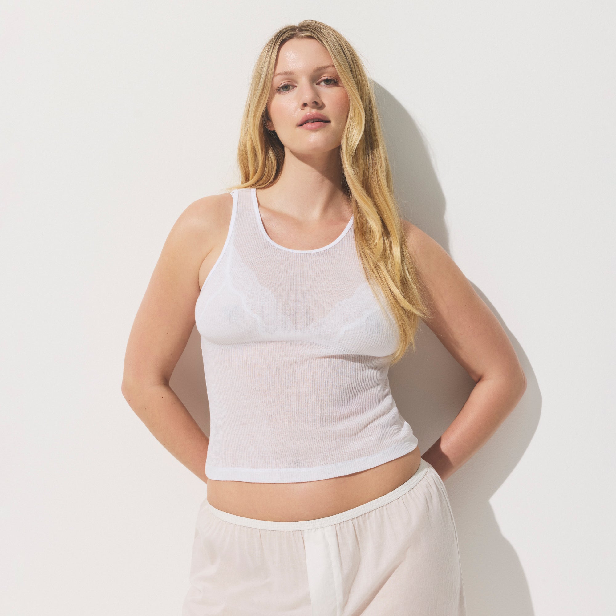 SHEER RIB CREWNECK TANK | SNOW