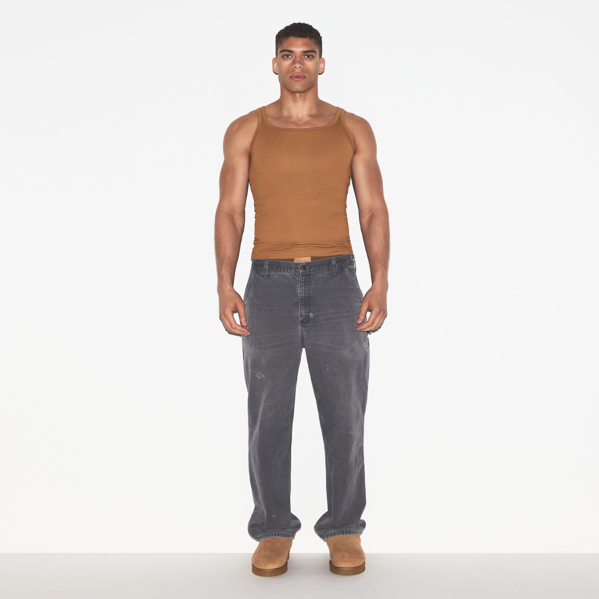 SKIMS COTTON MENS RIB TANK 3-PACK | ECRU RUSSET MULTI