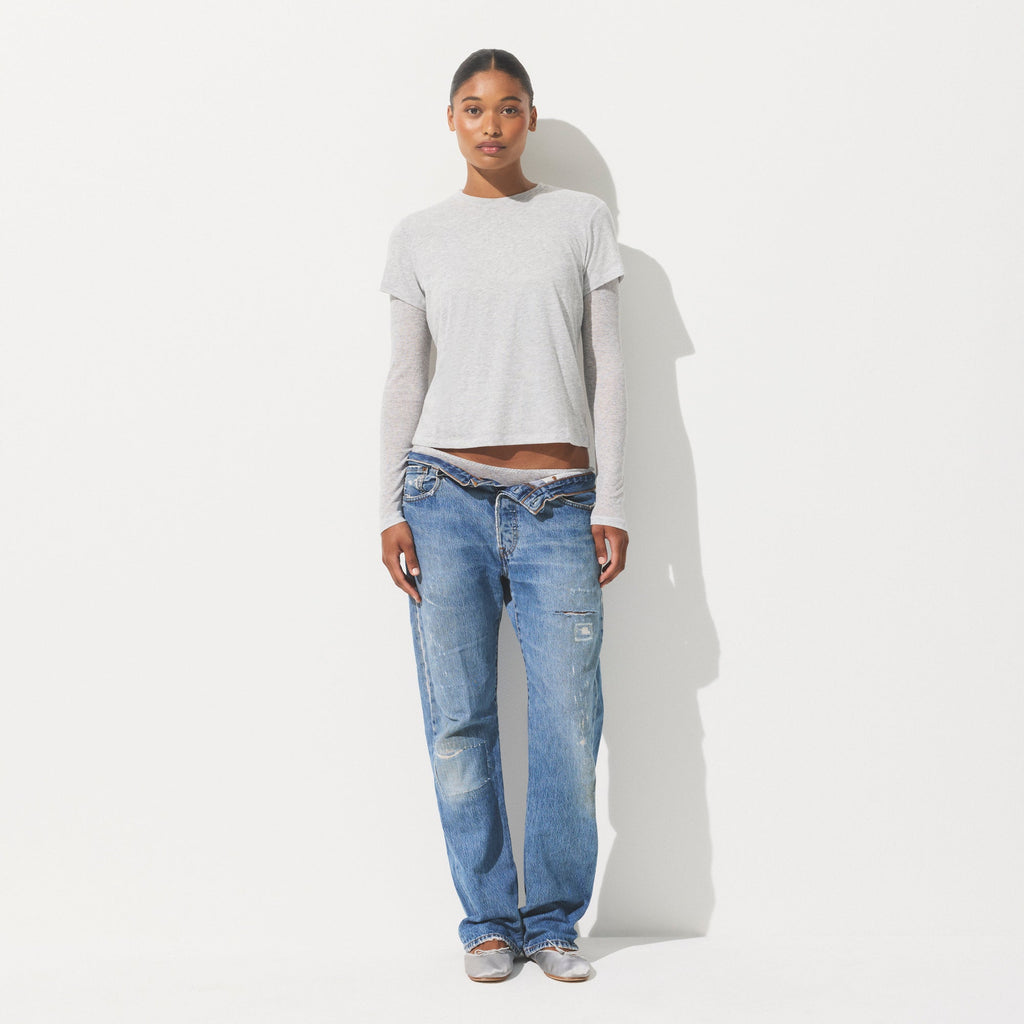 SHEER JERSEY T-SHIRT | LIGHT HEATHER GREY