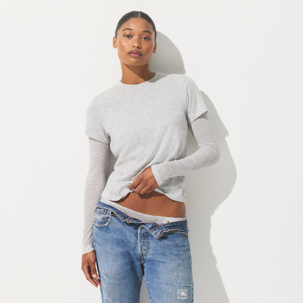 SHEER JERSEY T-SHIRT | LIGHT HEATHER GREY