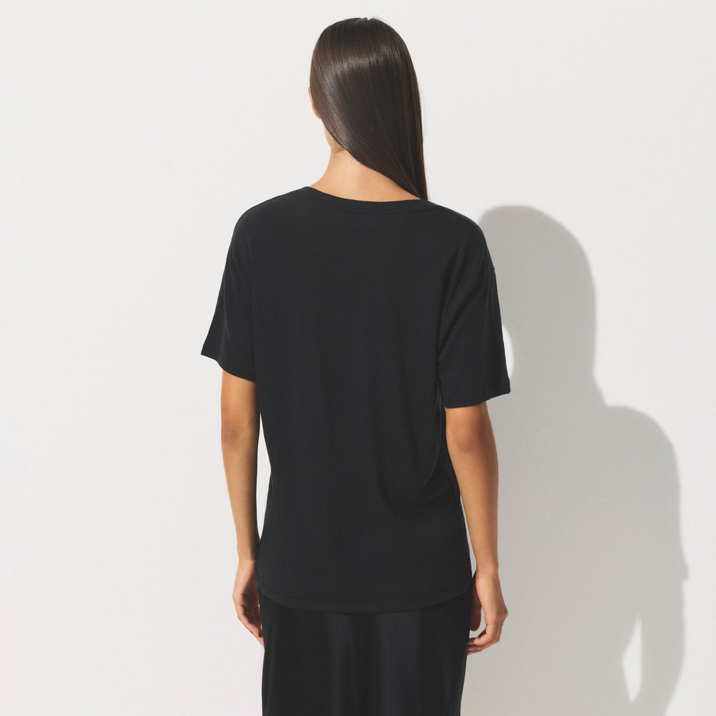 SHEER JERSEY V-NECK T-SHIRT | SOOT