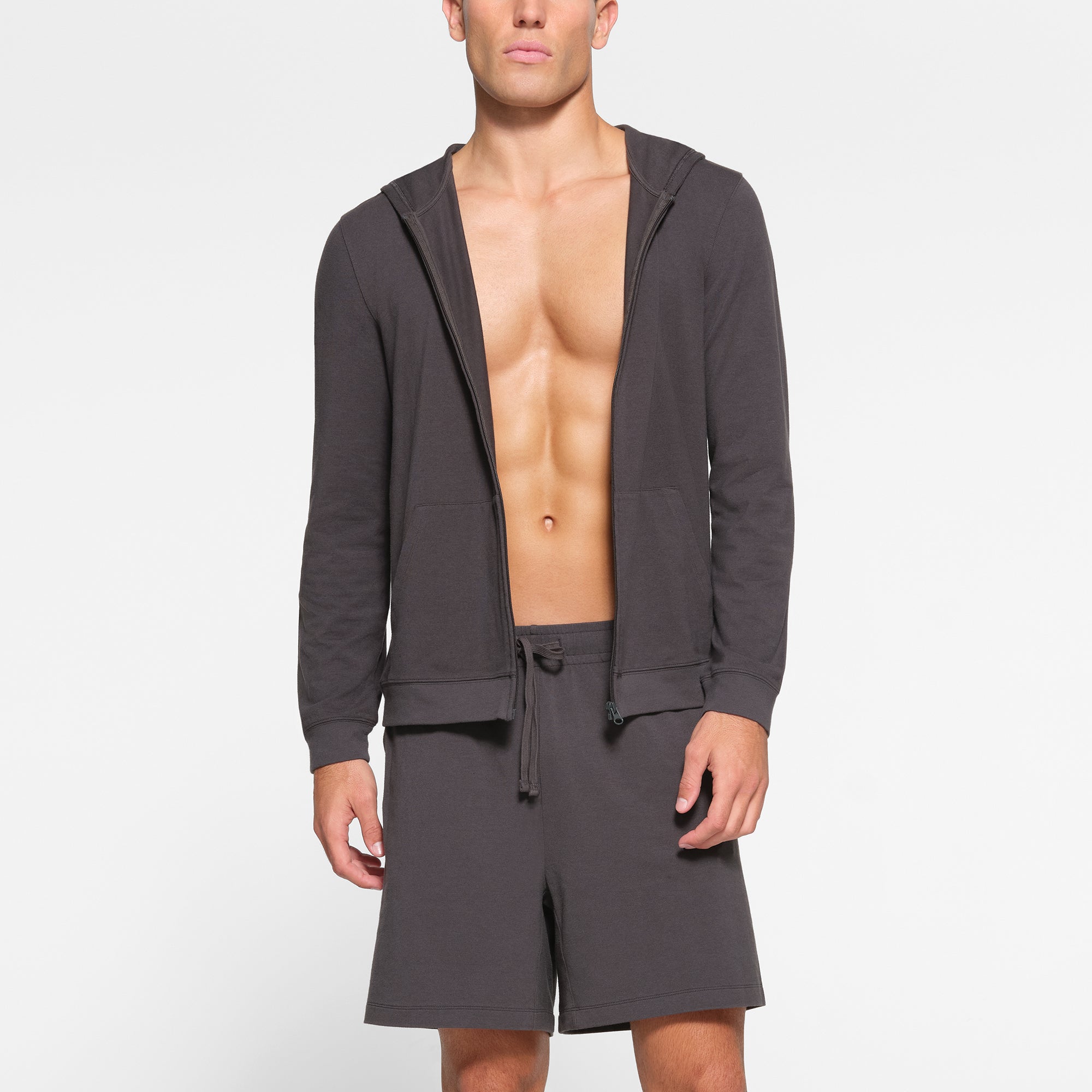 JERSEY LOUNGE MENS ZIP UP HOODIE | ASH