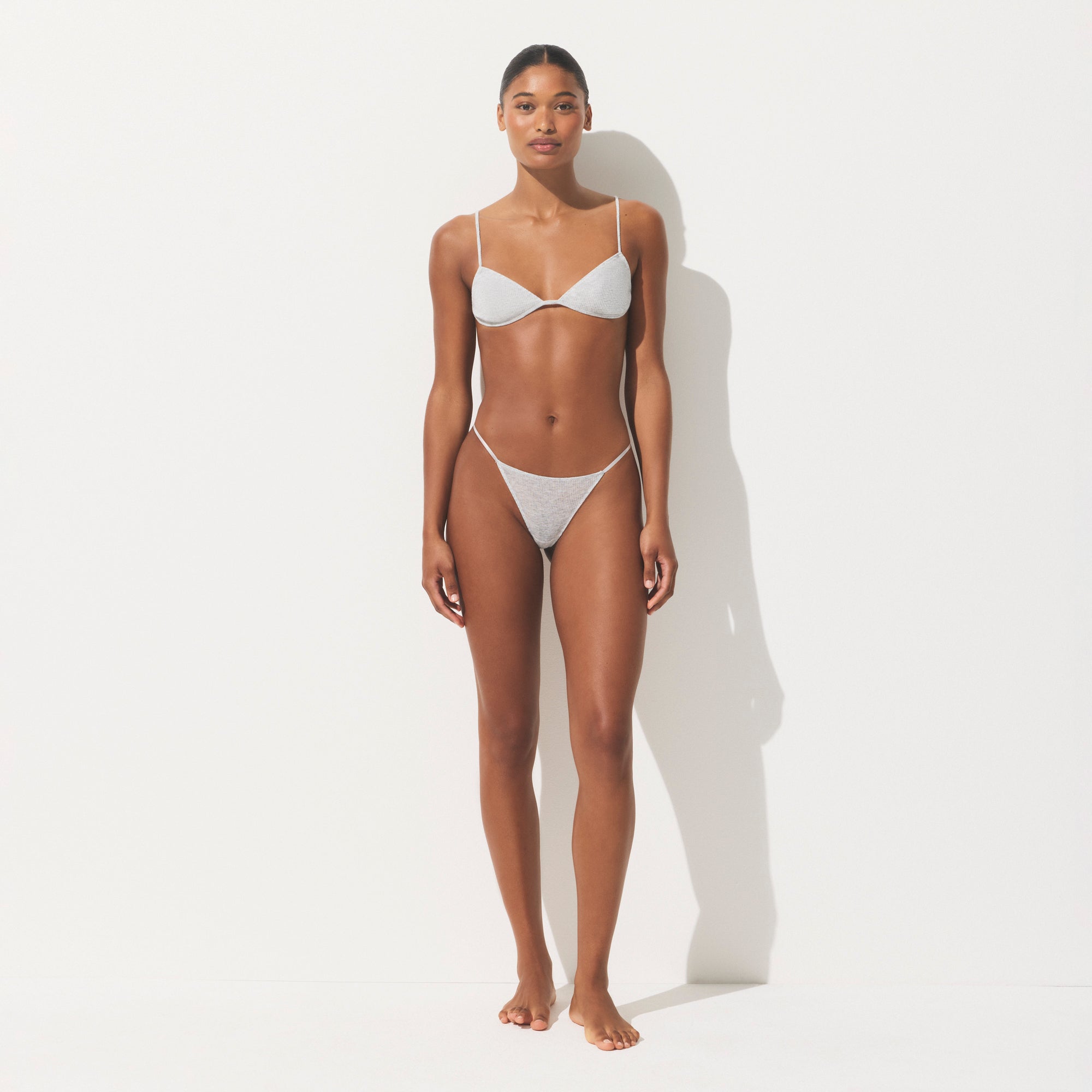 SHEER RIB SKIMPY TRIANGLE BRALETTE | LIGHT HEATHER GREY