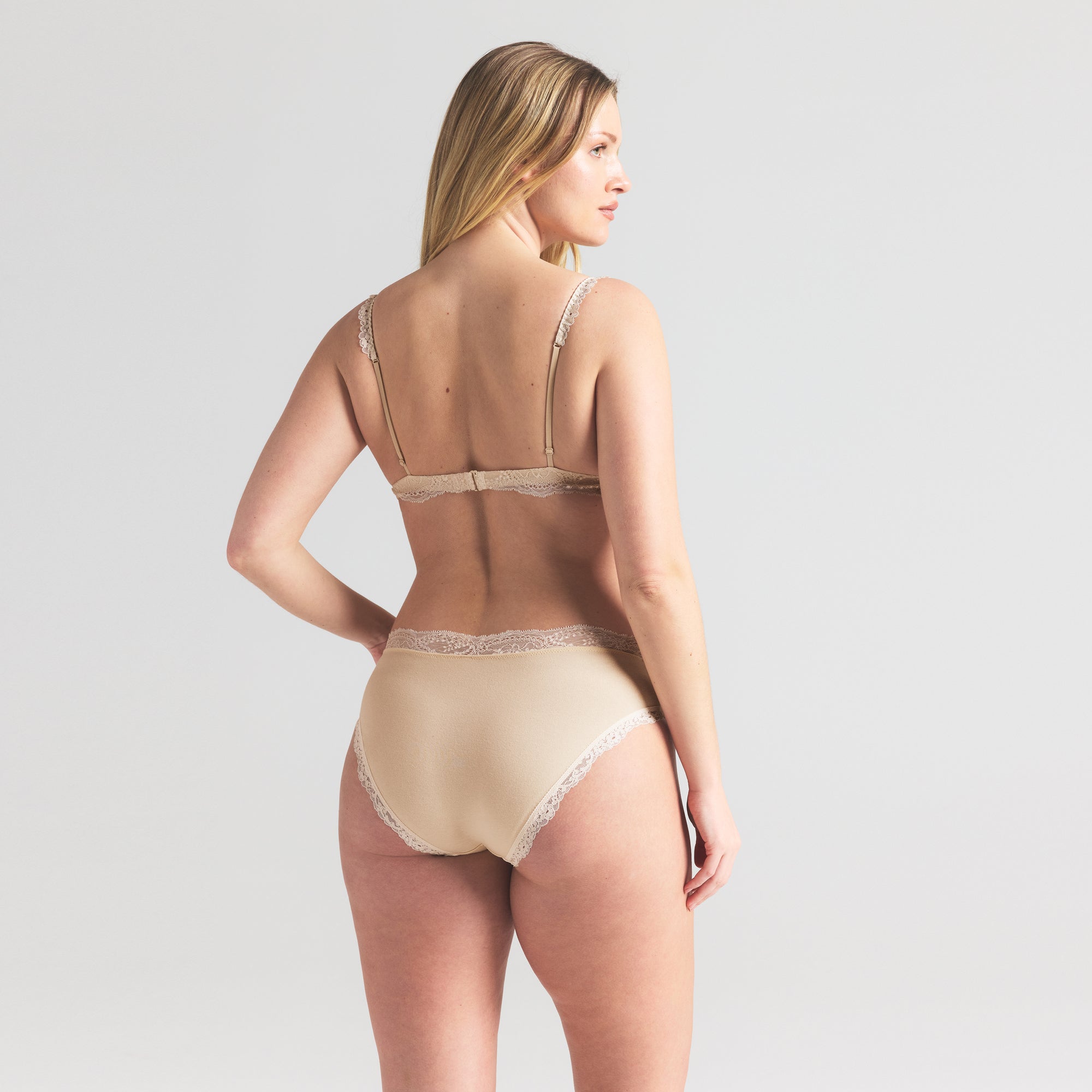 COTTON JERSEY LACE TRIANGLE BRALETTE | BUTTER