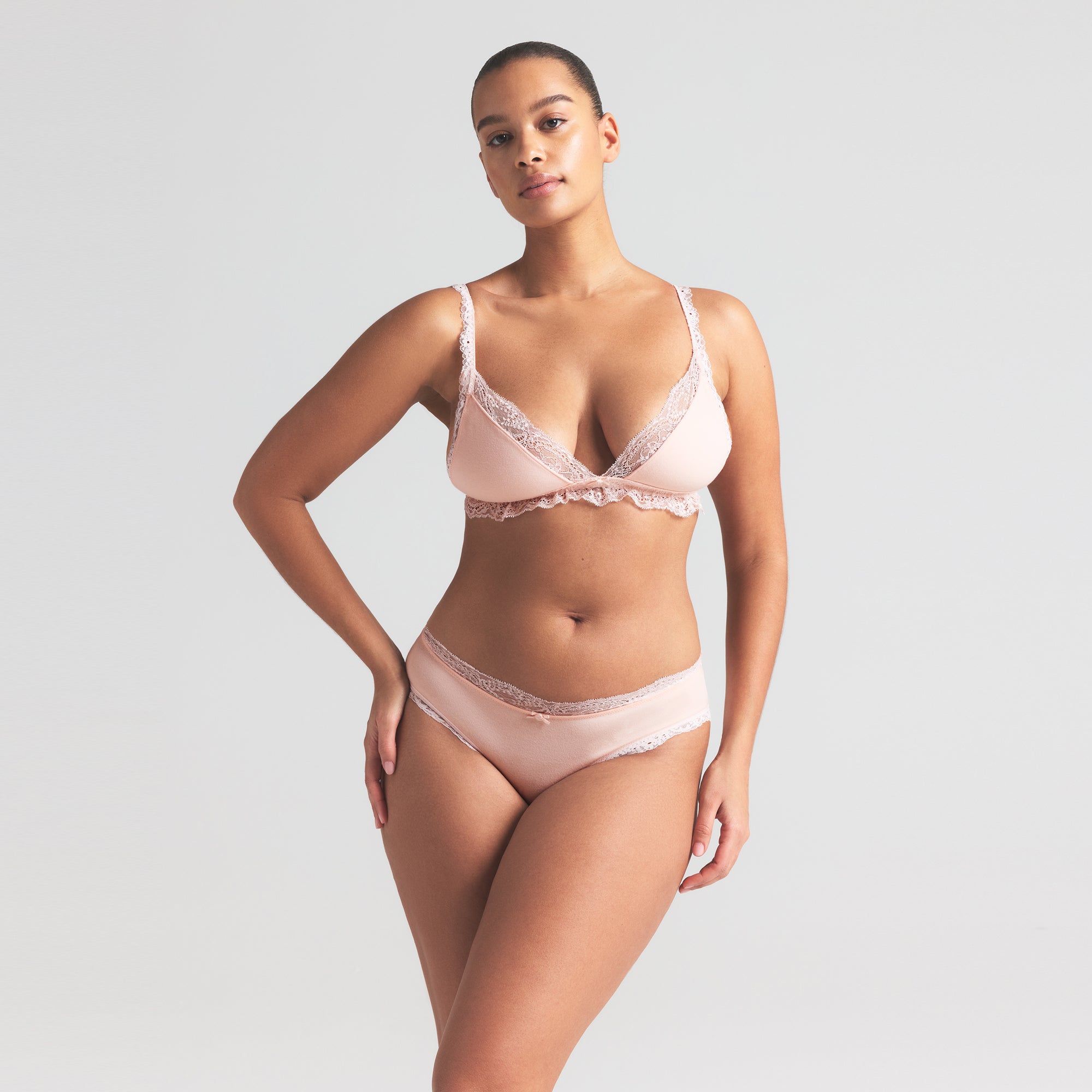 COTTON JERSEY LACE TRIANGLE BRALETTE | PRIMROSE