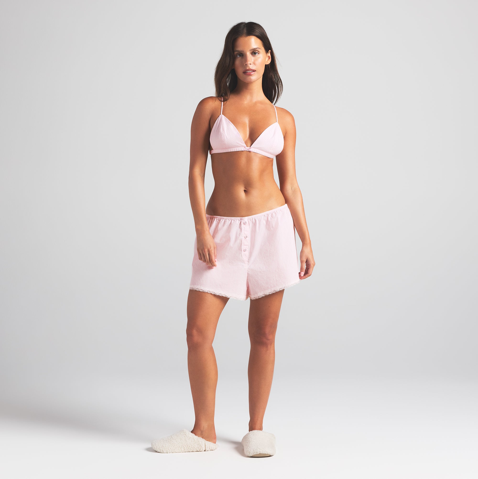 COTTON POPLIN TRIANGLE BRALETTE | CHERRY BLOSSOM STRIPE