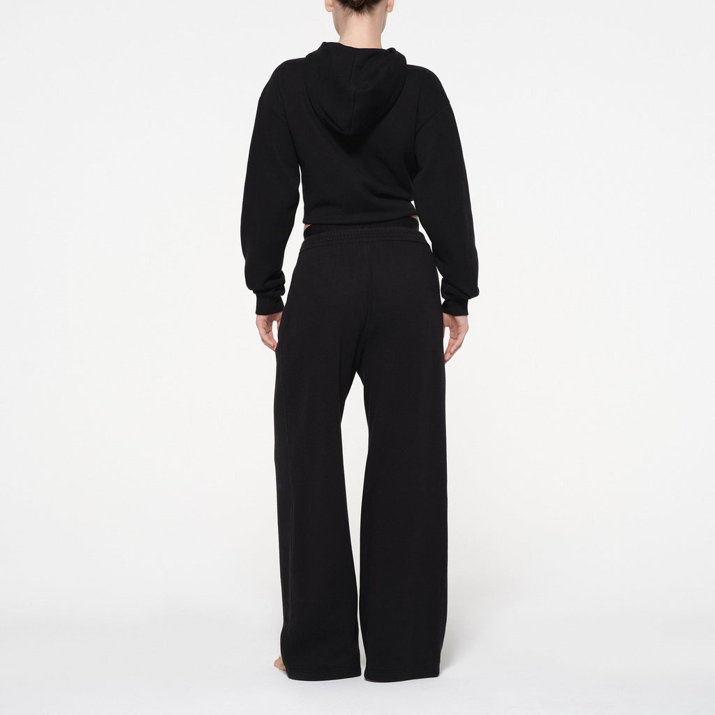 COTTON FLEECE OVERSIZED DOUBLE WAISTBAND PANT | ONYX