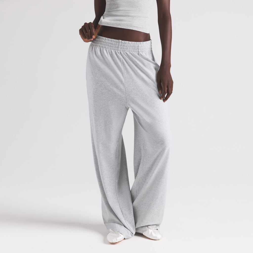 COTTON JERSEY WIDE LEG PANT | LIGHT HEATHER GREY
