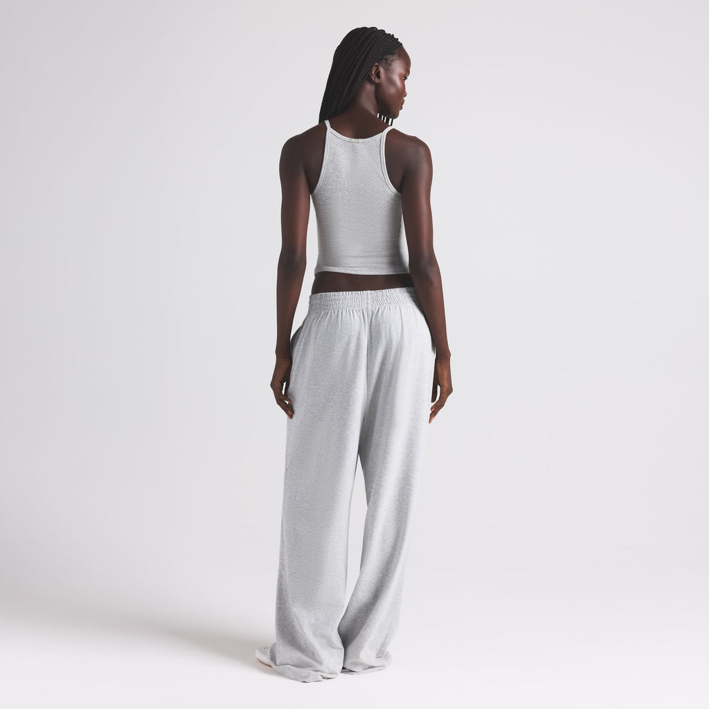 COTTON JERSEY WIDE LEG PANT | LIGHT HEATHER GREY