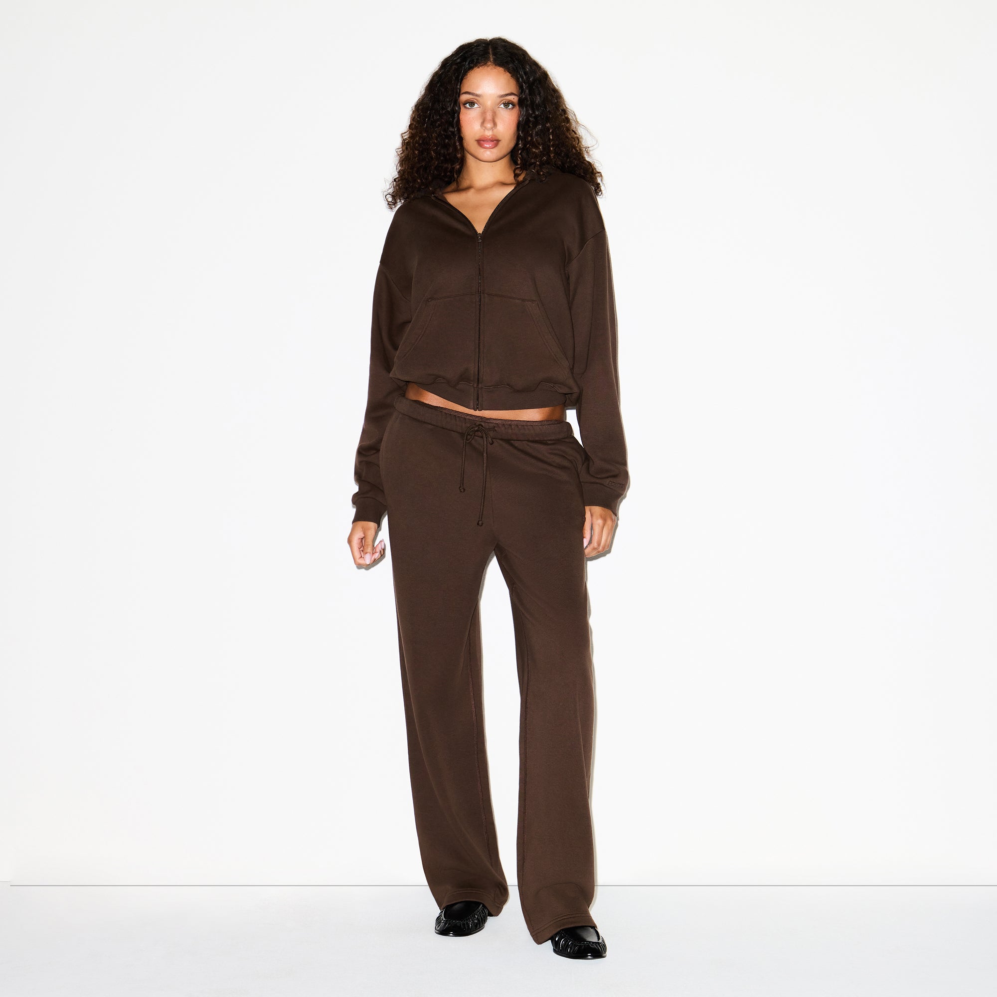 COTTON FLEECE CLASSIC ZIP UP HOODIE | DARK SEPIA