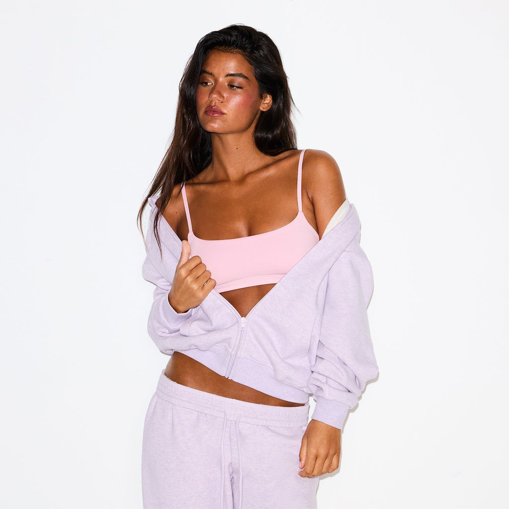 COTTON FLEECE CLASSIC ZIP UP HOODIE | PURPLE HEATHER