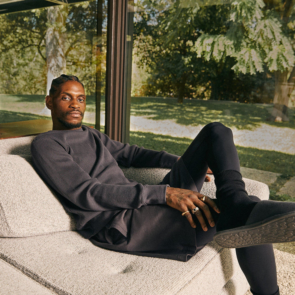 WAFFLE MENS LONG SLEEVE T-SHIRT | ASH