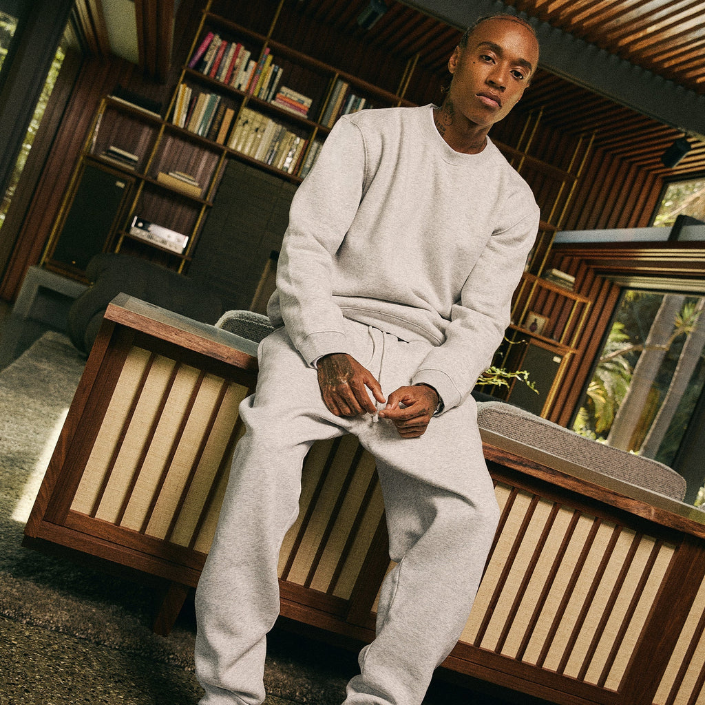 FLEECE LOUNGE MENS CLASSIC STRAIGHT LEG PANT | LIGHT HEATHER GREY