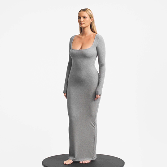 SOFT LOUNGE PETITE LONG SLEEVE DRESS | ONYX